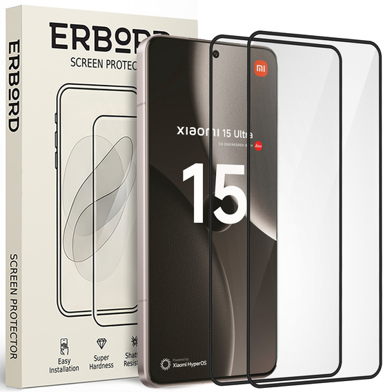 2x Szkło Hartowane ERBORD 3D do Xiaomi 15 Ultra– ochrona całego ekranu