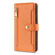 Etui z klapką do Oppo Reno8 T 4G, Wallet Zipper Pocket, pomarańczowe
