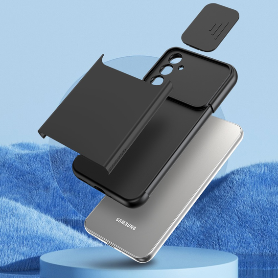 Zestaw Etui do Samsung Galaxy A54 5G, ERBORD Cam Slider, czarne + szkło
