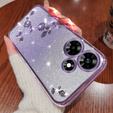 Etui do Infinix Hot 30, Glitter Flower, fioletowe
