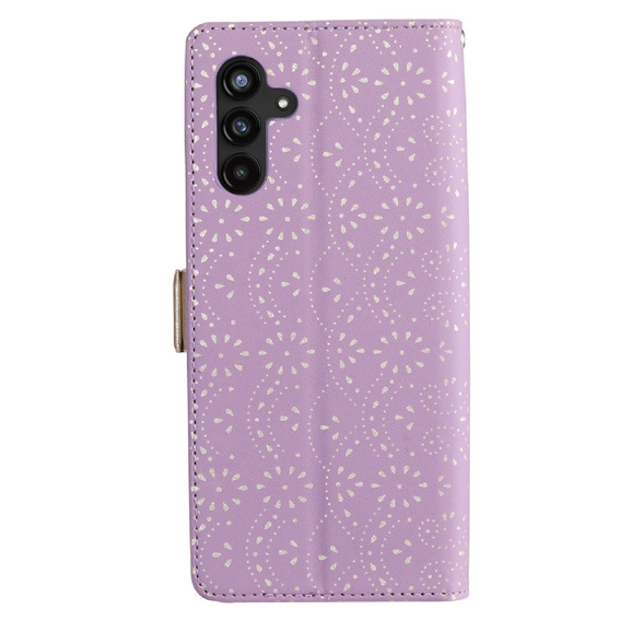 Etui z klapką do Samsung Galaxy A54 5G, Wallet Pocket Zipper Lace, fioletowe