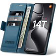 Etui do Xiaomi 14T, ERBORD Glossy Litchi, portfel z klapką, niebieskie