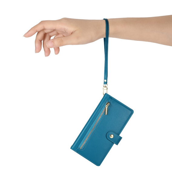 Etui z klapką do Oppo Reno 13 5G, Wallet Zipper Pocket, niebieskie