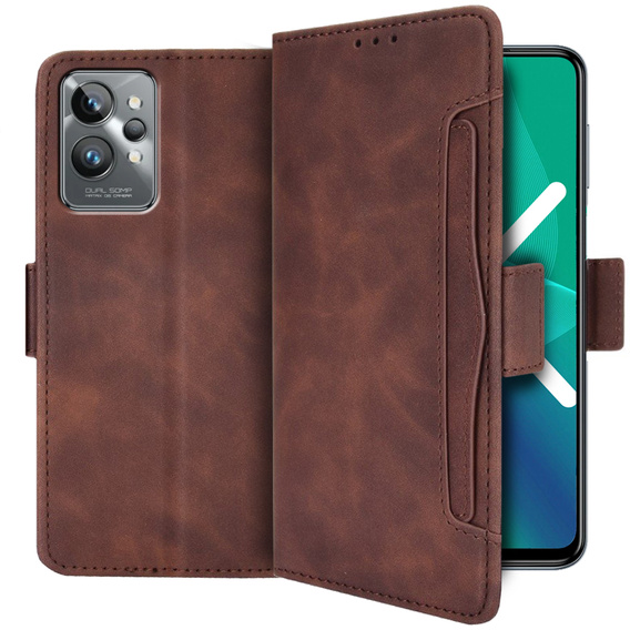 Etui z klapką do Realme GT2 Pro, Card Slot, brązowe