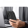 Etui do Samsung Galaxy Z Fold 5 5G, z podstawką, szkłem i rysikiem, skórzane, czarne
