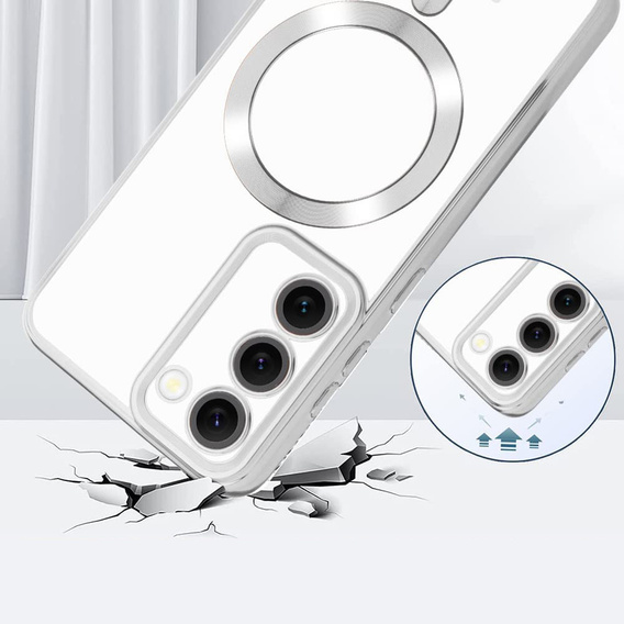 Etui do Samsung Galaxy S23, Electro MagSafe, srebrne + Szkło na ekran