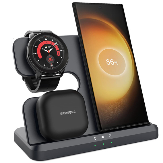 Ładowarka Indukcyjna ERBORD Samsung Trio 3w1 do Smartfona, Galaxy Watch i Galaxy Buds, czarna