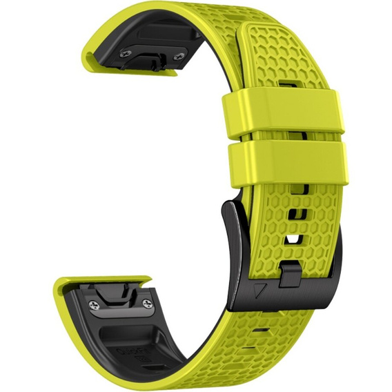 Pasek Silikonowy do Garmin Fenix 5/6/7 Forerunner 965/955/945/935 22mm, Limonkowy / Czarny