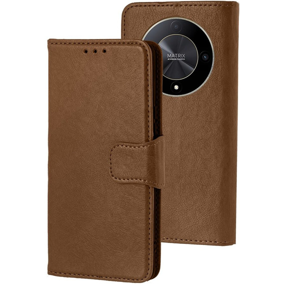 Etui z klapką do Honor Magic 6 Lite 5G, Split Leather, brązowe