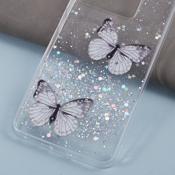 Etui do Xiaomi 13T / 13T Pro / Redmi K60 Ultra, Glitter Butterfly, białe