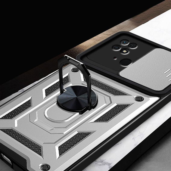 Etui pancerne do Xiaomi Redmi 10C, CamShield Slide, srebrne