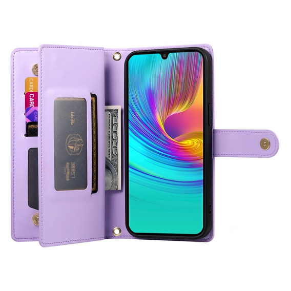 Etui z klapką do Samsung Galaxy A36 5G, Wallet Zipper Pocket, fioletowe