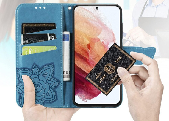 Etui z klapką do Motorola Edge 50 Neo / Motorola ThinkPhone 25, Butterfly, niebieskie