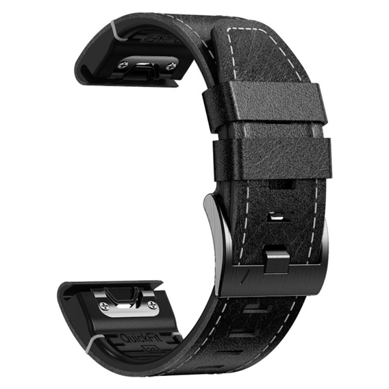 Pasek skórzany Quickfit do Garmin Fenix 5/6/6 PRO/7 Forerunner 965/955/945, Czarny
