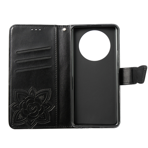 Etui z klapką do Realme 11 Pro / 11 Pro +, Butterfly, czarne