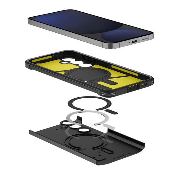 Etui Spigen do Samsung Galaxy S24 FE, Tough Armor Mag MagSafe, czarne + Szkło Hartowane 9H