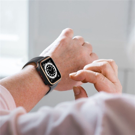 2w1 Etui + Szkło Hartowane do Apple Watch 7/8/9 45mm - Czarny / Złoty
