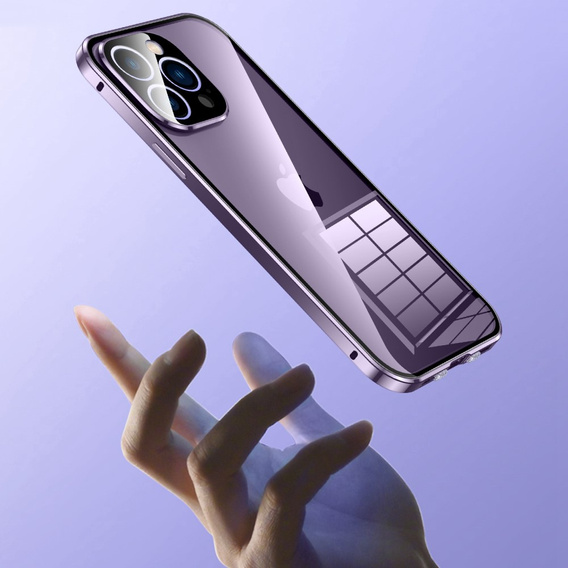 Etui do iPhone 14 Pro Max, Magnetic Dual Glass, fioletowe