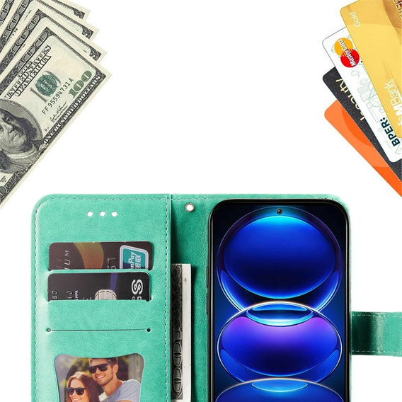 Etui z klapką do Xiaomi Redmi Note 12 5G / POCO X5 5G, Mandala, zielone