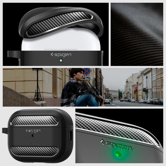 Etui SPIGEN  na Słuchawki Airpods Pro 1 / 2, Rugged Armor, Matte Black