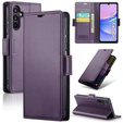Etui do Samsung Galaxy A15 4G / 5G, ERBORD Glossy Litchi, portfel z klapką, fioletowe + Szkło Hartowane 9H
