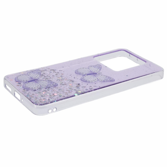Etui do Xiaomi 13T / 13T Pro / Redmi K60 Ultra, Glitter Butterfly, fioletowe