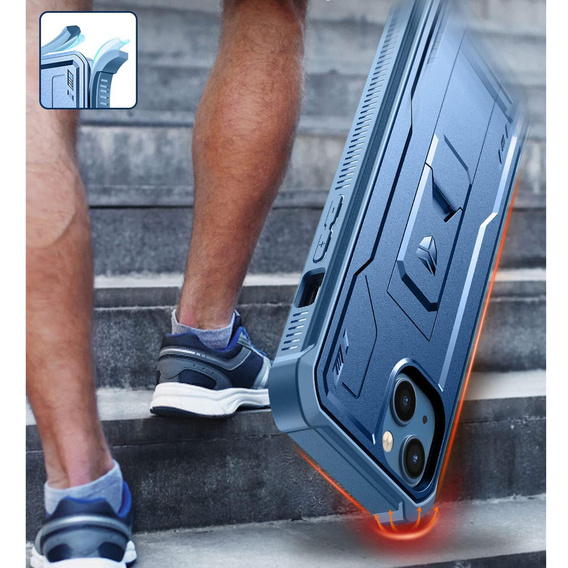 Etui pancerne do iPhone 13 / 14, Dexnor Full Body, niebieskie