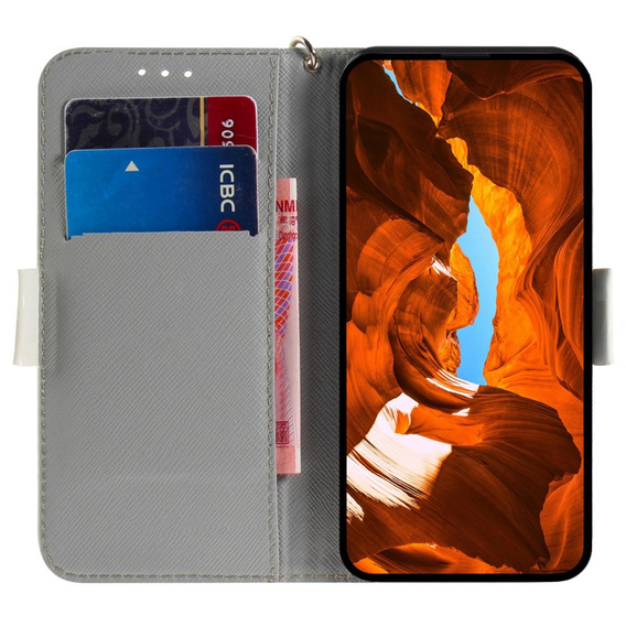 Etui z klapką do Samsung Galaxy A14 4G/5G, Wallet, Flowers białe