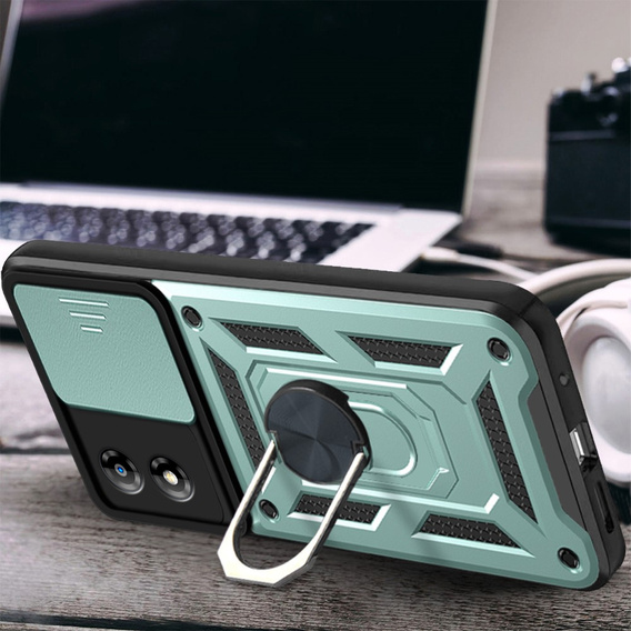 Etui pancerne do Motorola Moto E13, CamShield Slide, zielone