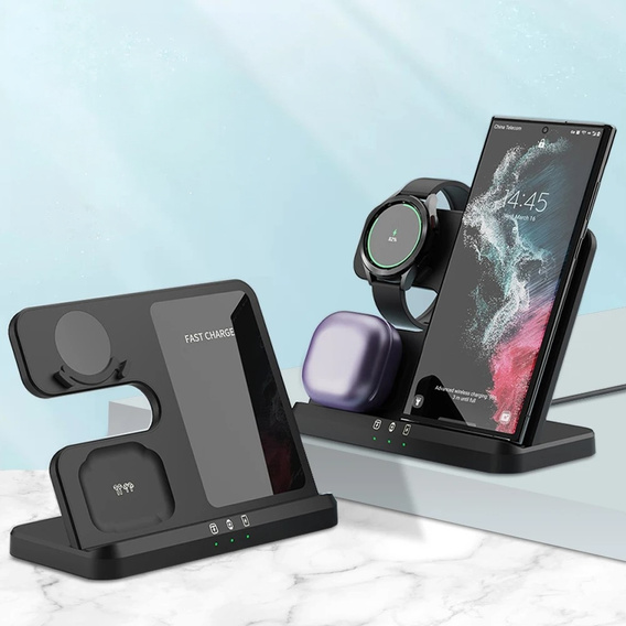 Ładowarka Indukcyjna ERBORD Samsung Trio 3w1 do Smartfona, Galaxy Watch i Galaxy Buds, czarna