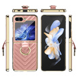 Etui do Samsung Galaxy Z Flip7 FE / Z Flip6, Leather Ring, różowe