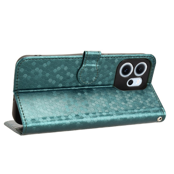 Etui z klapką do Oppo Reno 14F, Wallet Rhombus, zielone