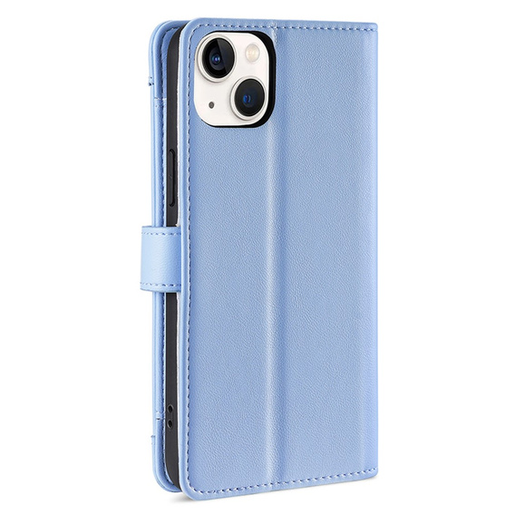 Etui z klapką do iPhone 15, Wallet Zipper Pocket, niebieskie