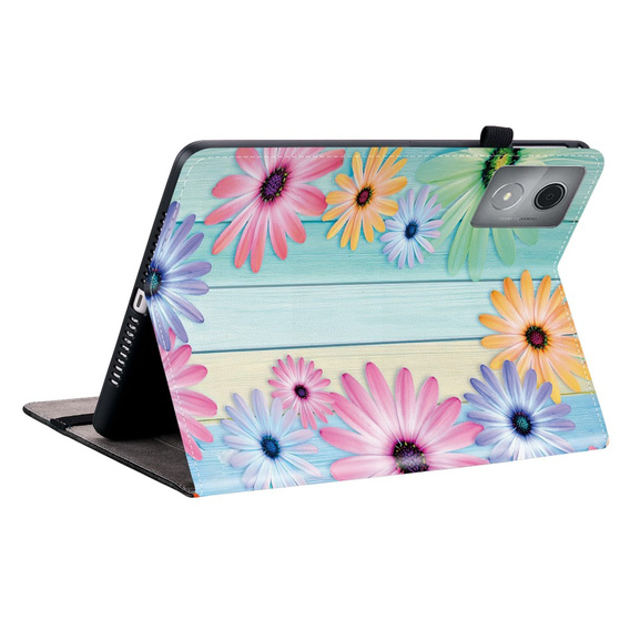 Etui do Lenovo Tab K11 Plus – kolorowe, z nadrukiem słoneczników, z kieszeniami na karty i funkcją podstawki