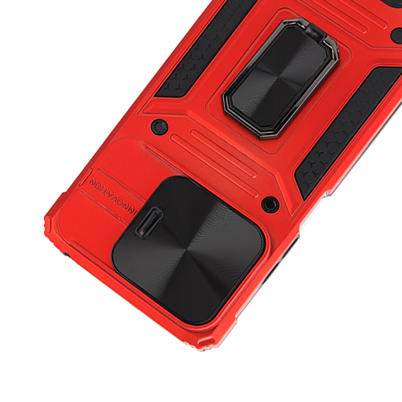 Etui pancerne do Xiaomi Redmi Note 13 5G, CamShield Slide, czerwone + Szkło Hartowane 9H