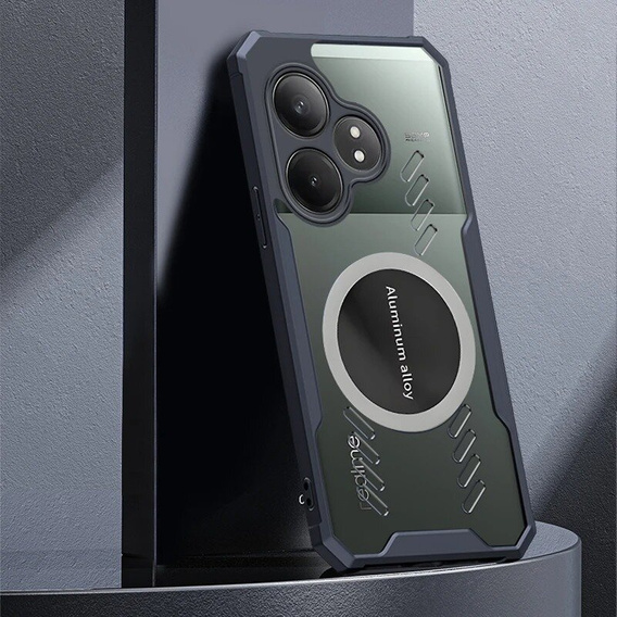 Etui do Realme GT 6 / 6T, z blaszką magnetyczne, przezroczyste / czarne