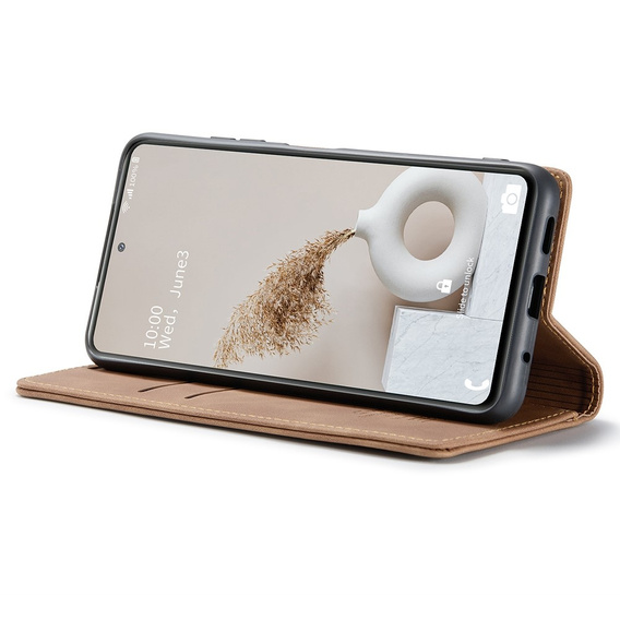 Etui CASEME do Samsung Galaxy S20 FE, Leather Wallet Case, brązowe
