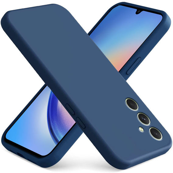 Zestaw Etui do Samsung Galaxy A34 5G, silicone lite, silikonowe, niebieskie + szkło