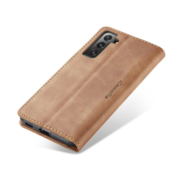 Etui CASEME do Samsung Galaxy S21 FE, Leather Wallet Case, brązowe