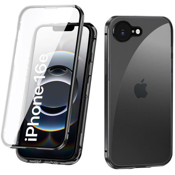 Etui do iPhone 16E, Magnetic Dual Glass, czarne