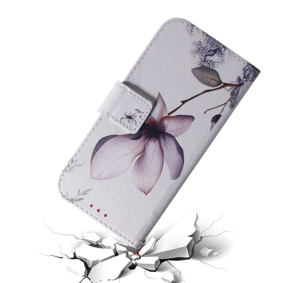 Etui z klapką do Oppo A17, Wallet, Flower białe