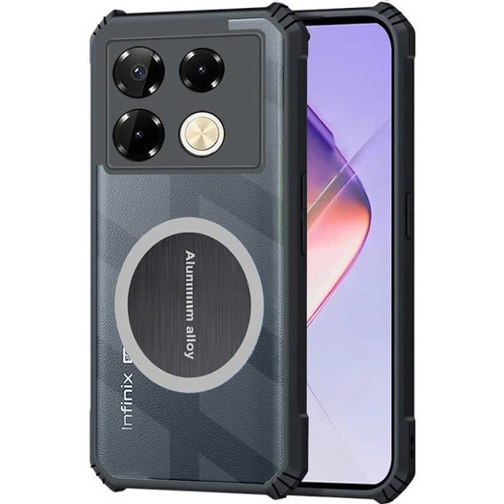 Etui do Infinix Note 40 Pro Plus, z blaszką magnetyczne, przezroczyste / czarne