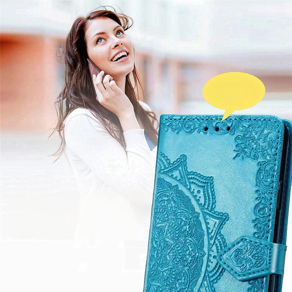 Etui z klapką do Samsung Galaxy M55 5G, Mandala, niebieskie
