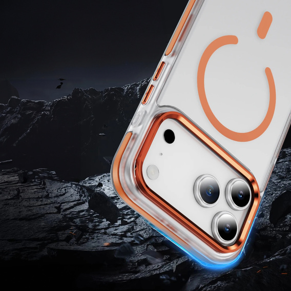 Etui pancerne do MagSafe bezbarwne z pomarańczowymi bokami do iPhone 17 Pro