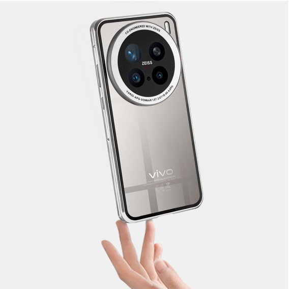 Etui do Vivo X200 Pro 5G, Magnetic Dual Glass, srebrne