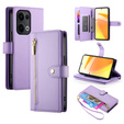 Etui z klapką do Oppo Reno 13 5G, Wallet Zipper Pocket, fioletowe