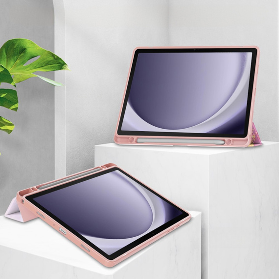 Etui Smartcase Hybrid do Samsung Galaxy Tab A9+, z miejscem na rysik – różowe Marble