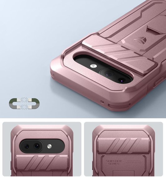 Etui Dexnor Kickstand do Google Pixel 9a – pancerne, z podstawką, różowe