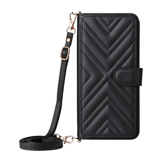 Etui z klapką do Xiaomi Poco F7 Pro / F7 Ultra, Crossbody Leather Wallet, czarne