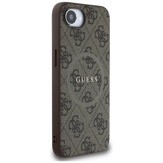 Etui GUESS do iPhone 16E, 4G Ring Classic Logo, brązowe